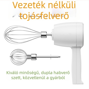 Vezeték nélküli tojásfelverő, újratölthető elektromos habverő, háztartási használatra, 304 rozsdamentes acél