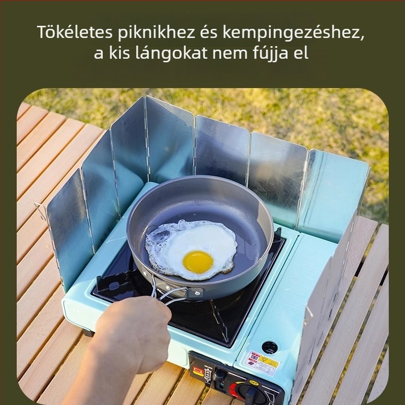 Összecsukható szélvédő palackos gázfőzőhöz – alumíniumötvözetből