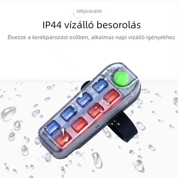 Hátsó kerékpár lámpa, MTB, SMD LED piros és kék villogó fény éjszakai tekeréshez