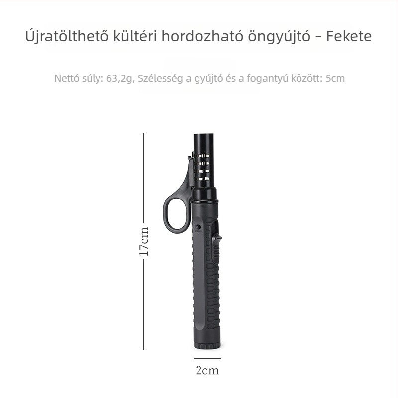 Szélvédett kültéri gyújtó, hordozható és állítható lánggal – kempingezéshez, grillezéshez és piknikhez