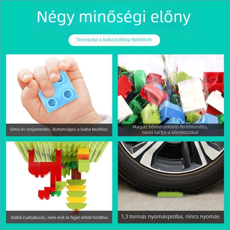 Oktató nagy méretű építőblokkok 4–6 éves gyerekeknek, LEGO-kompatibilis, gyakorlati fejlesztő játék