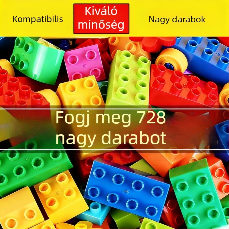 Oktató nagy méretű építőblokkok 4–6 éves gyerekeknek, LEGO-kompatibilis, gyakorlati fejlesztő játék