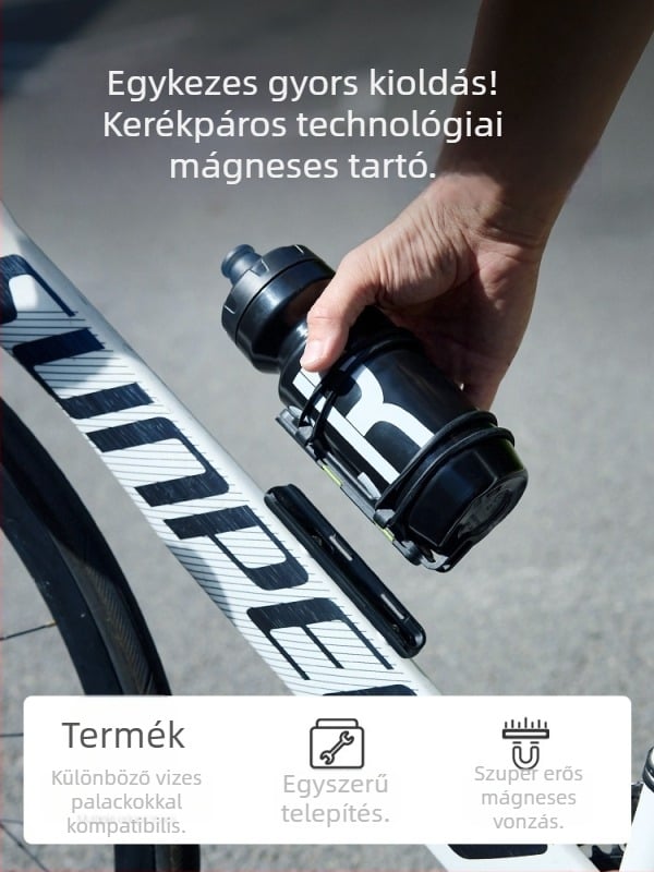 Mágneses kerékpáros víztartó, ultra könnyű, gyorskioldó pánttal és univerzális illeszkedéssel