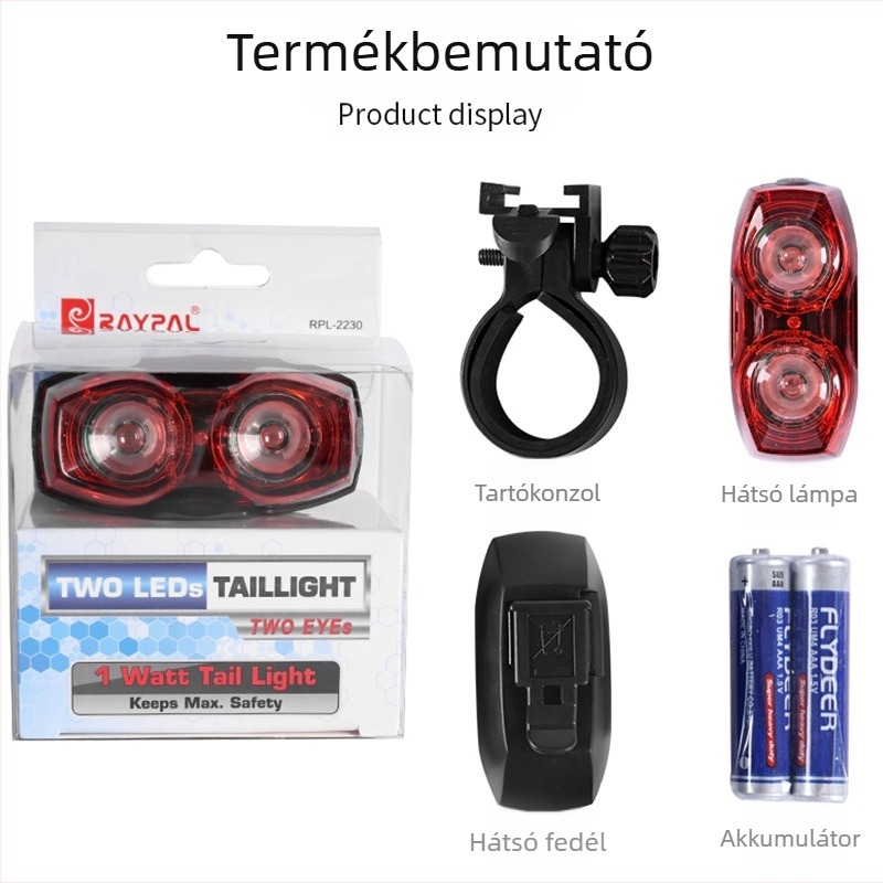 Raypal 2230 Hátsó kerékpárfény kettős LED modulokkal, figyelmeztető fény, kerékpáros felszerelés