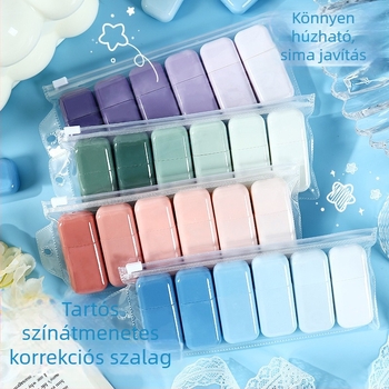 Tanulóknak készült korrektor-szalag – mini téglalap alakú, gradiens színű, aranyos dizájn