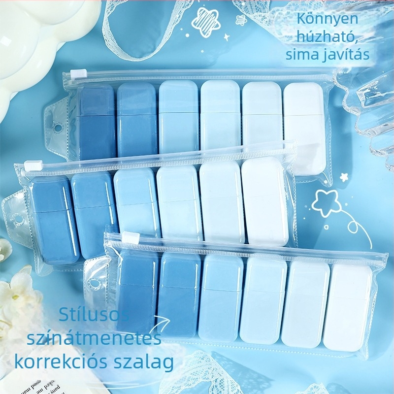 Tanulóknak készült korrektor-szalag – mini téglalap alakú, gradiens színű, aranyos dizájn