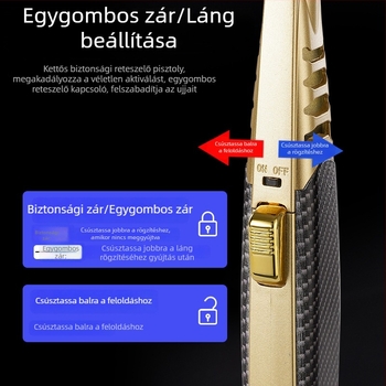 Kényelmes hordozható butános gyújtó kültéri grillhez, erős láng, szélálló, fémtest, közvetlen gyújtás, minimalist dizájn
