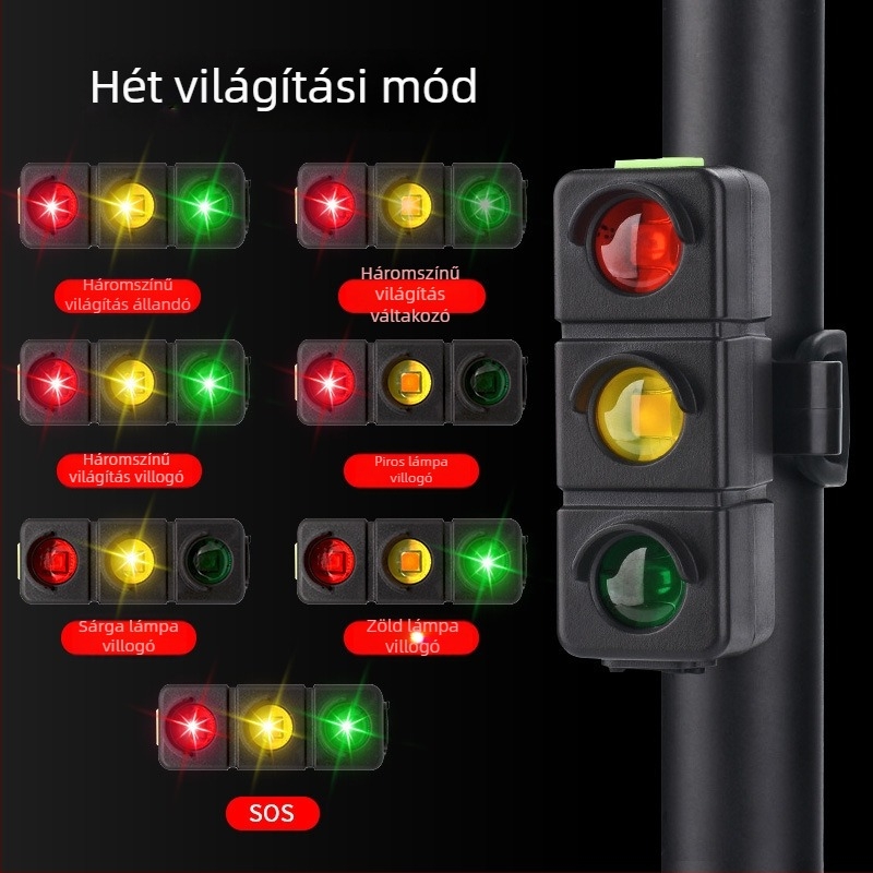 Hátsó tri-színű LED-lámpa kerékpárhoz, USB-töltéses, kültéri LED világítás terepbringázáshoz.