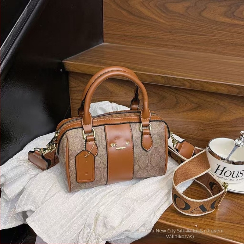 Retro Boston párnás női táska, elegáns mindennapi válltáska keresztpánttal