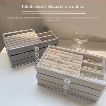 Egyszerű, európai stílusú hercegnő ékszeres doboz plüss béléssel, fülbevalók, gyűrűk, nyakláncok, órák és karkötők számára