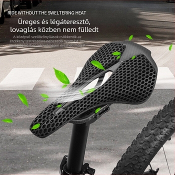 Yafeng 3D-nyomtatott karbonszálas kerékpárnyereg hegyi- és országúli kerékpárokhoz, rövid orr, üreges kialakítás, könnyű és kényelmes