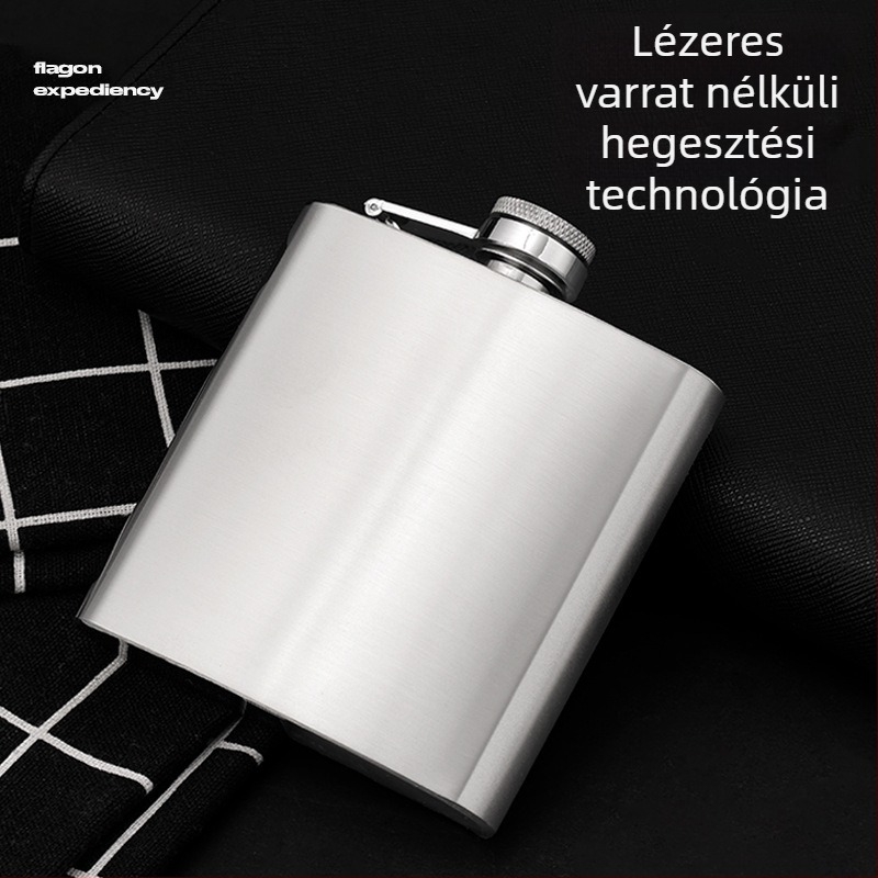 Rozsdamentes acél zsebflaska, 1–10 oz, hordozható kültéri használatra, természetes felület