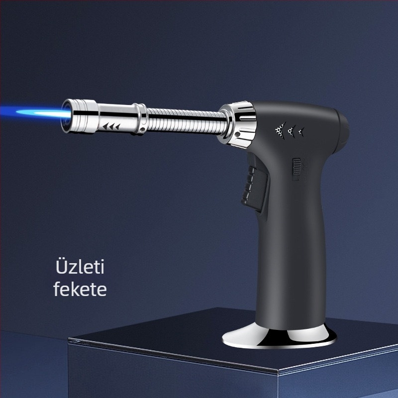 Fém kézi öngyújtó, szélvédett kék lánggal, kültéri barbecue-hoz és szivarokhoz