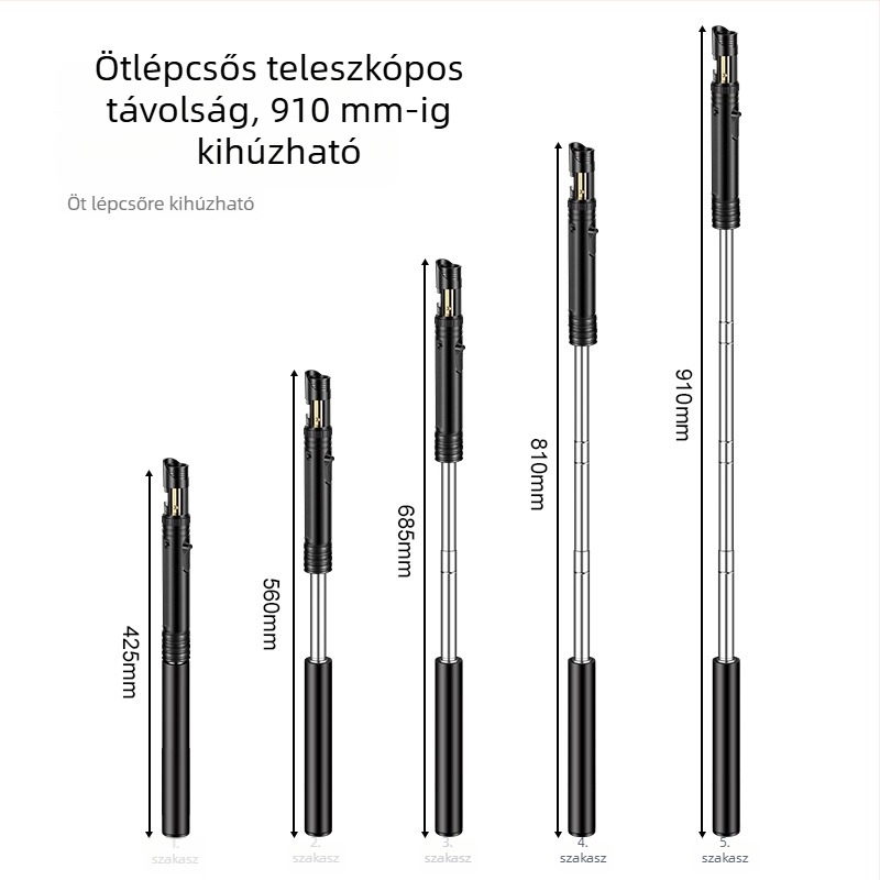 Koofly Kék lángú öngyújtó teleszkópos csővel és COB világítással – szélálló, szabadtéri grillezéshez és kempingezéshez
