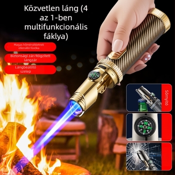 HB331 Többcélú közvetlen jet lánggal működő öngyújtó, fém, hordozható, kempingezéshez és grillezéshez, szélálló
