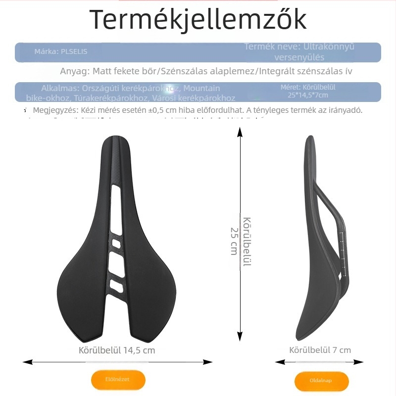 Pusli kerékpárnyereg szénszálas, egyrészes, lélegző, ultra-könnyű, kényelmes és kopásálló