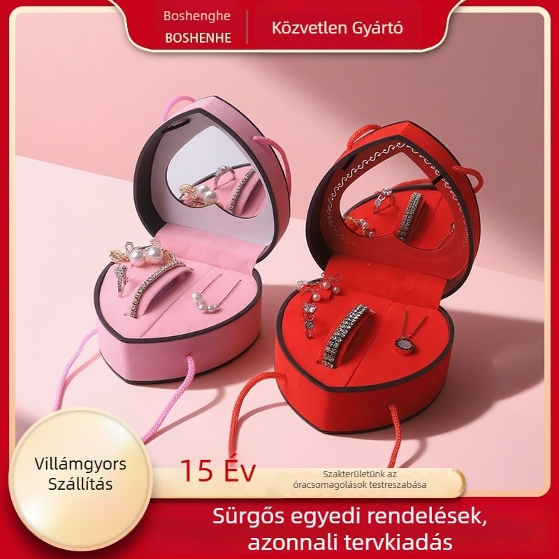 Szív alakú ékszer- és óradoboz készlet – női karóra doboz, ajándékcsomagolás