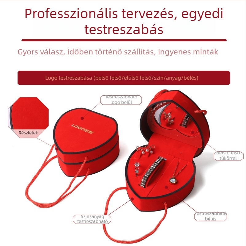 Szív alakú ékszer- és óradoboz készlet – női karóra doboz, ajándékcsomagolás