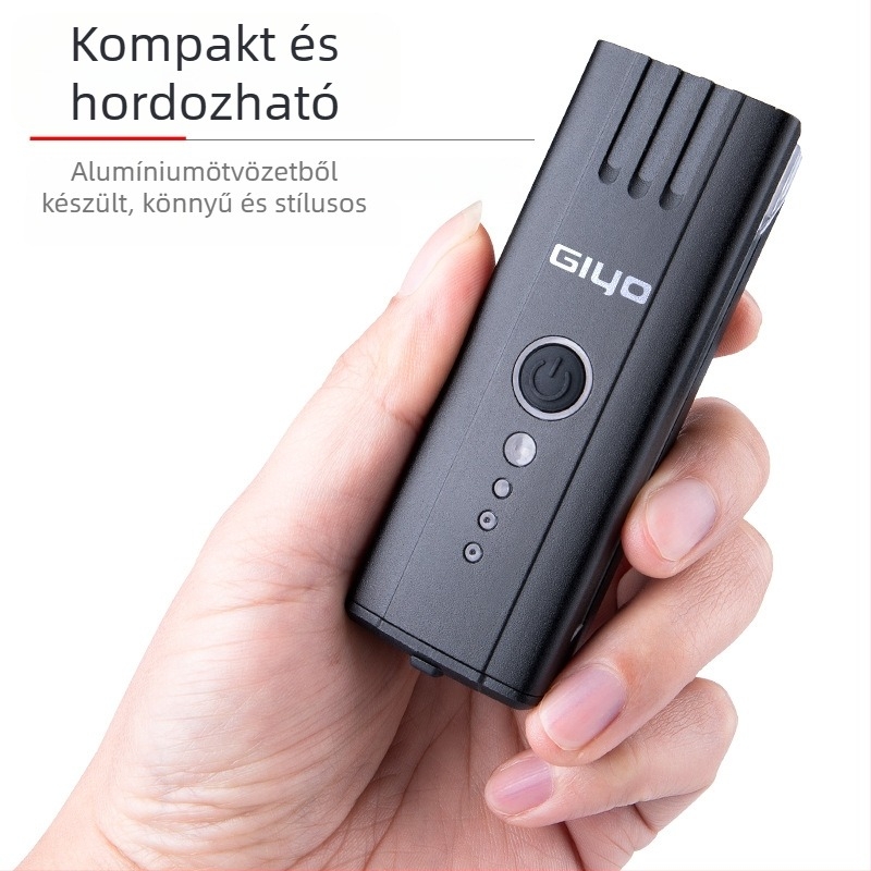 GIYO kerékpár első lámpa, USB-töltésű, vízálló, kerékpározáshoz