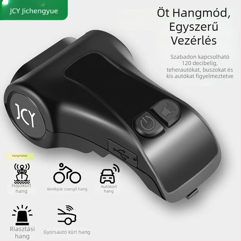 Kerékpár elsőfénye vízálló, 2‑in‑1 kürttel; ultra‑nagy fényerő és nagyon erős hang kültéri használatra