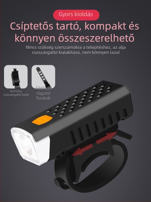 Kerékpár első lámpa – nagy fényerő, újratölthető, esőálló, mountain és országúti kerékpárhoz, éjszakai tekerés