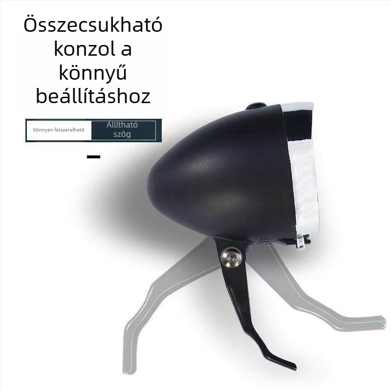 Elülső kerékpár lámpa hegymászó kerékpárhoz, erős LED, akkumulátoros, retro dizájn