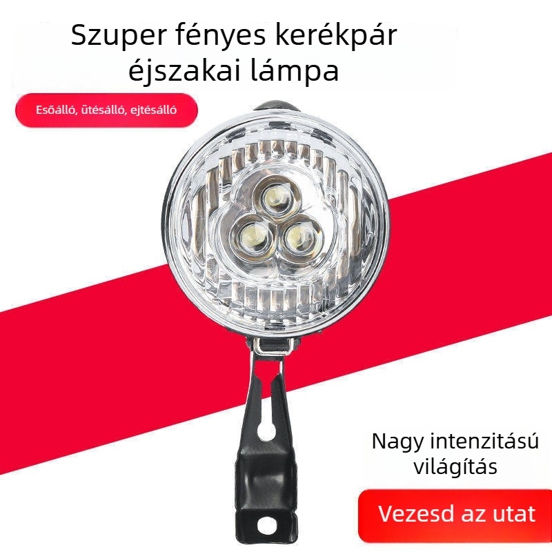 Elülső kerékpár lámpa hegymászó kerékpárhoz, erős LED, akkumulátoros, retro dizájn
