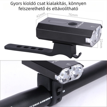 Mini USB‑töltésű első kerékpár lámpa akkumulátorkijelzővel, hegyi kerékpárhoz