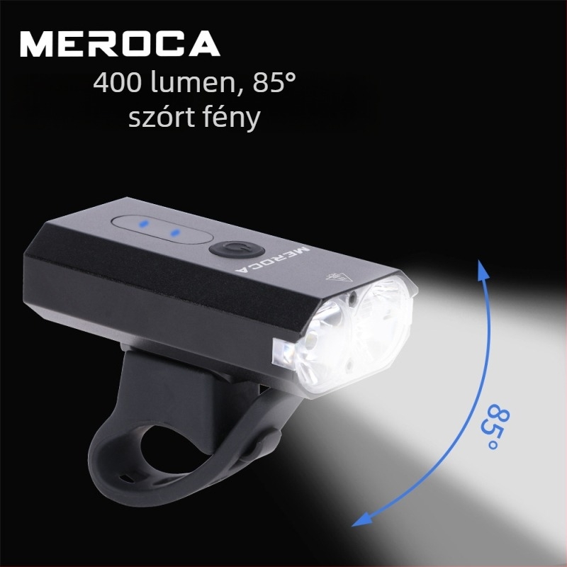 Mini USB‑töltésű első kerékpár lámpa akkumulátorkijelzővel, hegyi kerékpárhoz