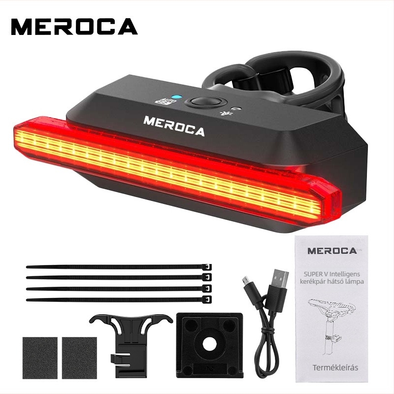 MEROCA Super v okos kerékpár hátsó lámpa automatikus bekapcsolás/kikapcsolás érzékelővel, hosszú akkumulátor‑üzemidő, 6 világítási mód, COB LED