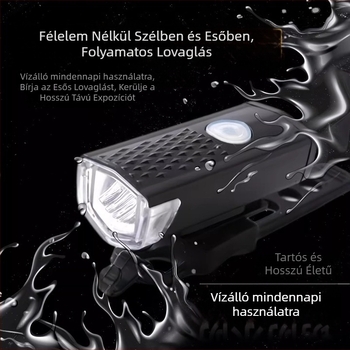 Hegyi kerékpár elülső és hátsó villanó lámpa, újratölthető, éjszakai kerékpározáshoz