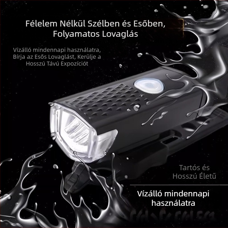 Hegyi kerékpár elülső és hátsó villanó lámpa, újratölthető, éjszakai kerékpározáshoz