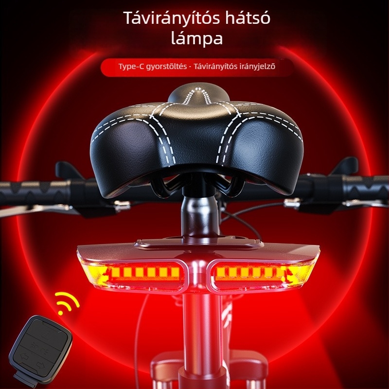 Új kerékpár világítás intelligens távirányított irányjelzőkkel — MTB hátsó LED lámpa USB töltéssel éjszakai bringázáshoz