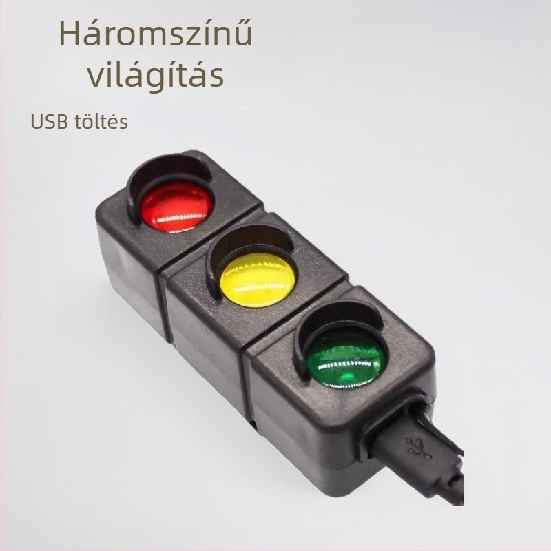 Éjszakai kerékpározáshoz hátsó lámpa, újratölthető, háromszínű figyelmeztető fény