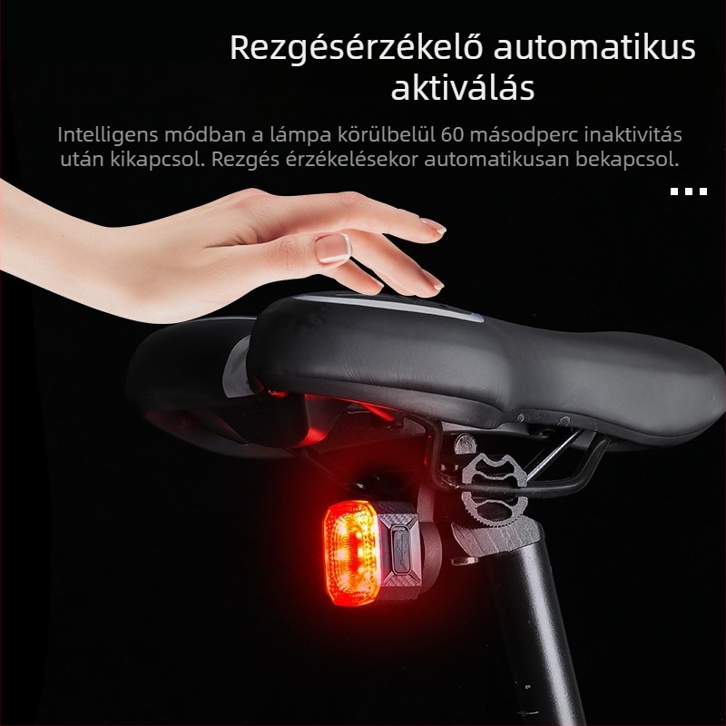 Hegyi és országúti kerékpár hátsó lámpa intelligens fék-vibrációs érzékelővel, világítás éjszakai tekeréshez