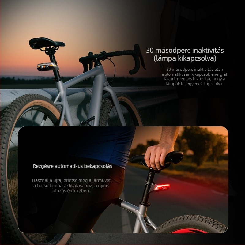Cyclami Wireless kerékpár világítás távirányítóval, okos kanyarjelző és féklámpa, USB-C töltés