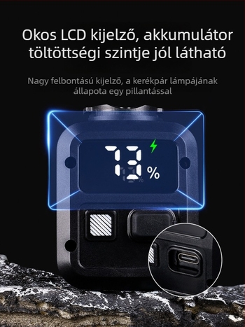 Kerékpár elülső lámpa, 1200 lumen, alumínium ötvözet, USB-C töltés, éjszakai bringázáshoz