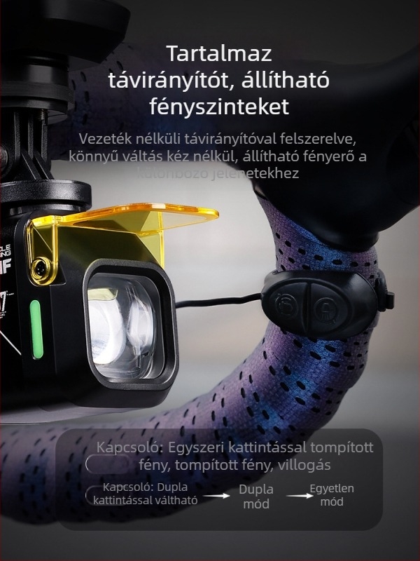 Kerékpár elülső lámpa, 1200 lumen, alumínium ötvözet, USB-C töltés, éjszakai bringázáshoz