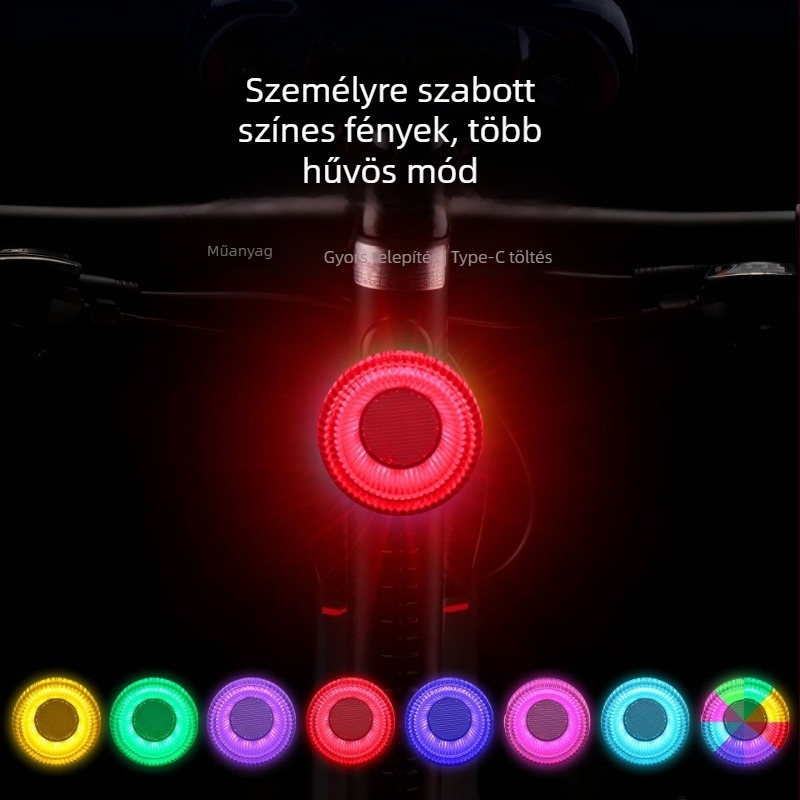 Újratölthető RGB kerékpár lámpa éjszakai bringázáshoz, MTB lámpa – világítási kiegészítők