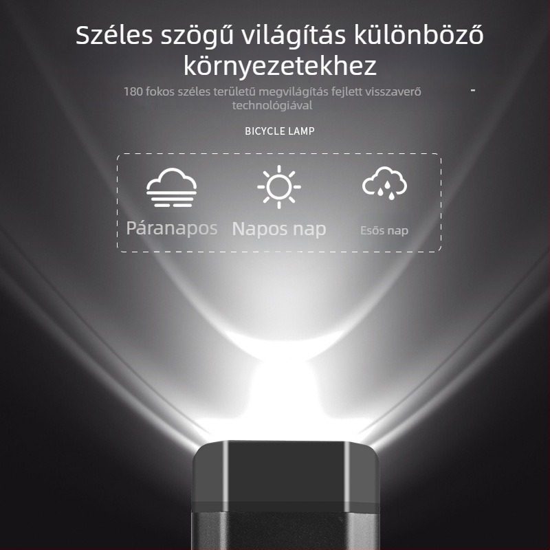 Kerékpárfény alumíniumötvözetből, nagy fényerejű LED-ekkel, sokfunkciós éjszakai kerékpározáshoz
