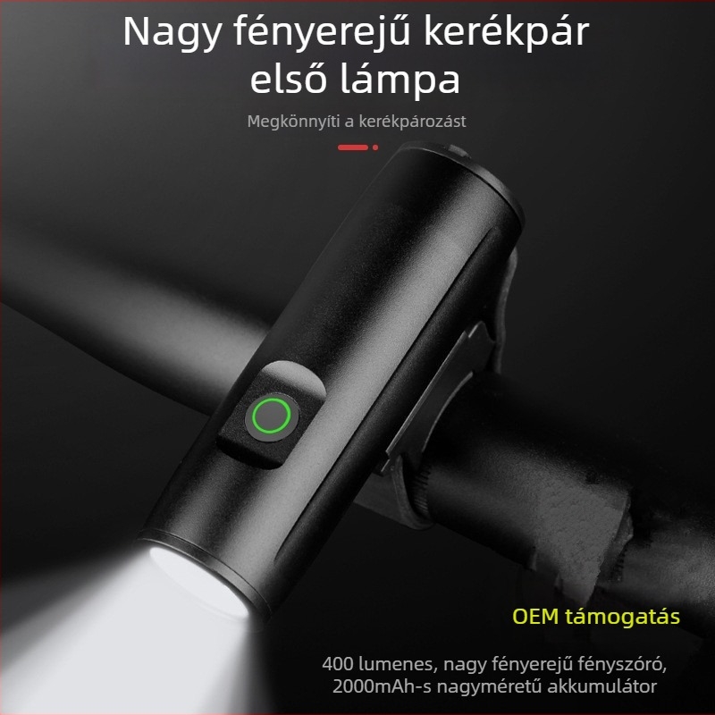 Hegyi kerékpár elülső lámpa, újratölthető, 2000mAh, T6 alumínium ötvözet, erős fény