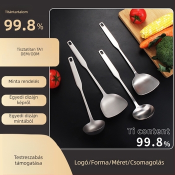 Tiszta titán spatula és kanál otthoni konyhához, tapadásmentes, hosszú nyéllel, titán konyhai eszközök.