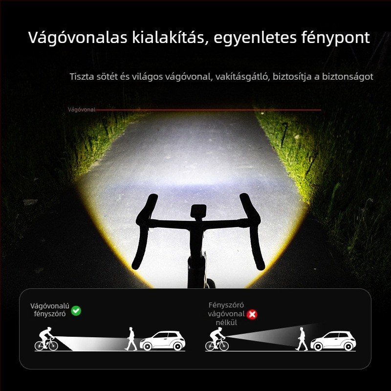 Mini intelligens kerékpár első világítása éjszakai tekeréshez — nagy fényerő országúti és terepkerékpárokhoz