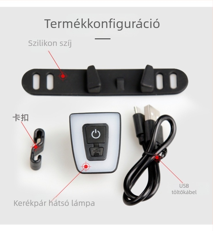 USB-töltéses hátsó kerékpár lámpa – hegyi és országúti kerékpárokhoz, éjszakai kerékpározás biztonsági figyelmeztető fény