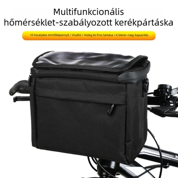 6L kerékpár első táska, többfunkciós szigetelt ebédtáska, hordozható, nagy kapacitású, kültéri vízálló