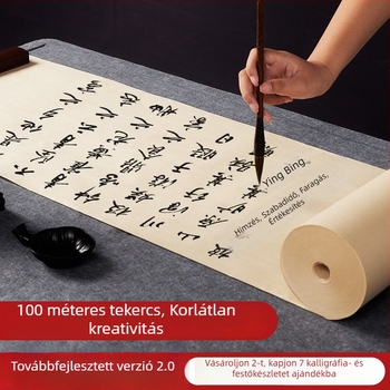 100 méteres rizspapír tekercs kalligráfiához és kínai festészethez, vastagított üres tekercs gyakorláshoz