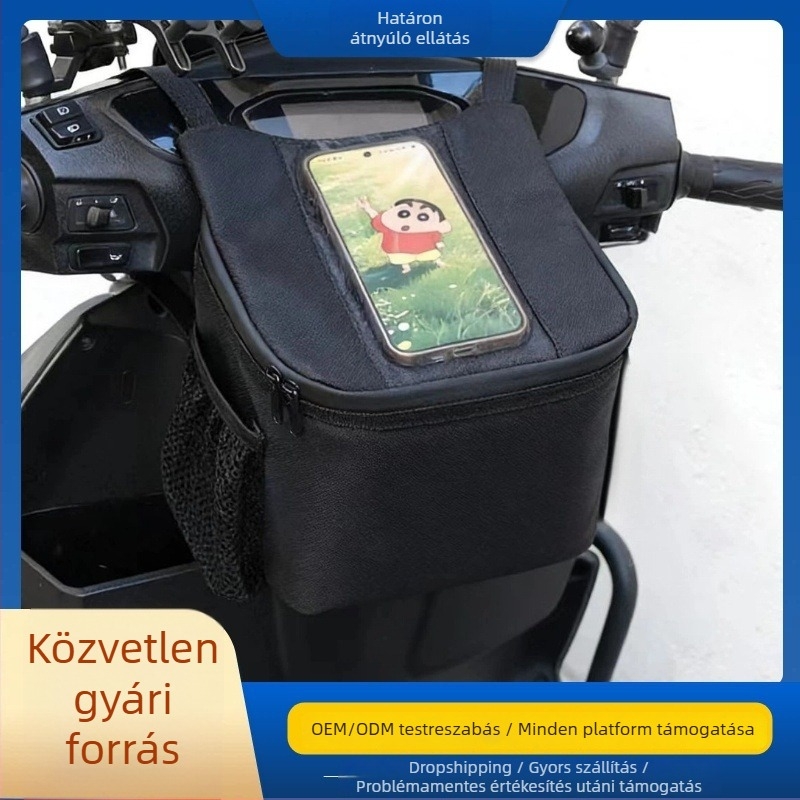 Előre szerelhető táska elektromos kerékpárhoz, vízálló tároló érintőképernyős hozzáféréssel