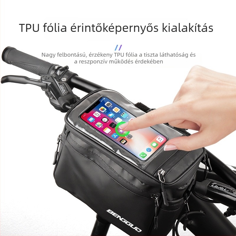 Elülső kerékpár táska, nagy kapacitású, többfunkciós kerékpáros felszerelés