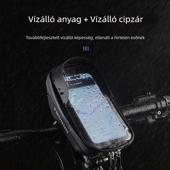 Elülső kormánytáska telefonzsebbel kerékpárokhoz, MTB és országúti kerékpárokhoz