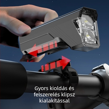Hegymászó kerékpár első lámpa digitális kijelzővel, tölthető, automatikus fényérzékelővel történő beállítás, hosszú üzemidő éjszakai tekerésekhez